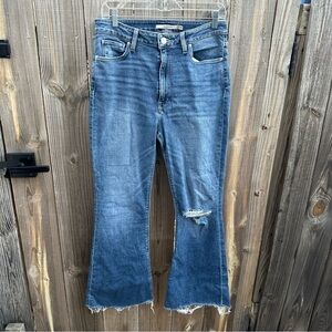 Hudson Jeans Blue Distressed Flare Holly High Rise Flare Jean Size 30